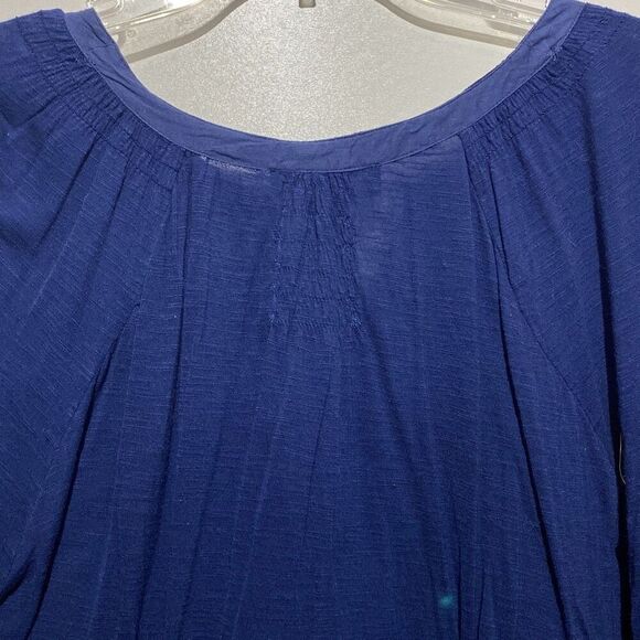 Nine West Jeans Women's Blue Floral Split Neck Rolltab 3/4 Sleeve Blouse Sz XXL - Picture 9 of 12